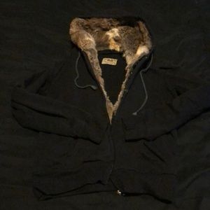 Juicy Couture Rabbit Fur Lined Zip Hoodie Sz M